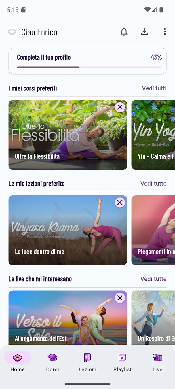 La schermata principale utilizza un layout familiare ed intuitivo.