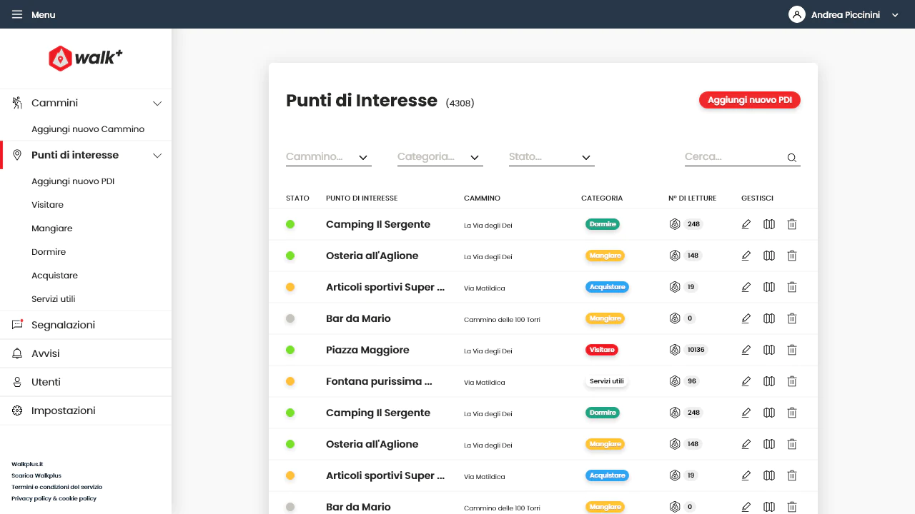 Il CMS consente ai gestori e agli amministratori di inserire e modificare le informazioni ed i punti di interesse che poi compaiono nella App.