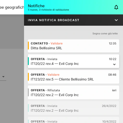 Il sistema invia notifiche in tempo reale a tutti gli utenti interessati.